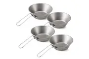 4pcs Lixada 260ml Titanium Bowl with Foldable Handle for Outdoor Camping Hiking Backpacking Picnic - Titanium