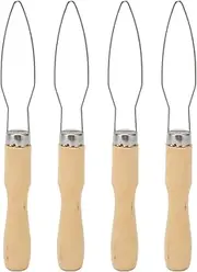 4Pcs Wooden Handle Button Hooks, Grip Button Hook Helper, Button Hook Aid Tool for Arthritis Disabled Elderly Dressing Aids Tool