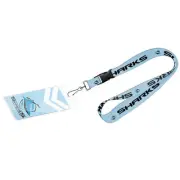 123645 CRONULLA SHARKS NRL TEAM LOGO LANYARD WITH CARD POCKET SWIVEL HOOK