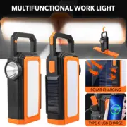 Portable Solar LED Work Light Inspection Hand Torch USB Rechargeable Flashlight