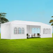 3x9m InstaHut Gazebo Marquee Wedding Party Tent Outdoor Camping Side Wall Canopy 8 Panel White