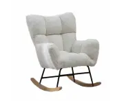 Toscano Rocking Chair with High Backrest Sherpa Padded for Nursery Bedroom-White