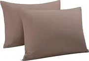 uxcell Zippered Standard Pillow Cases Pillowcases Covers, Egyptian Cotton 300 Thread Count, 20 x 26 inch, Coffee Color, Set of 2