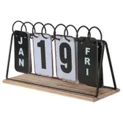 Willow & Silk Vintage Style Metal Wooden Carousell Table Top Calendar 9x28cm