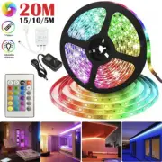 20M 10M RGB 5050 LED Light Strip Remote Control Color Changing for Indoor Decor