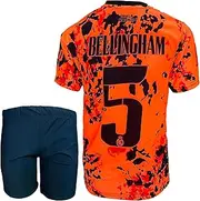 [Qycksouth] Madrid Compatible with Bellingham #5 Jersey for Children, Special Orange Football Children's Jersey, Special, Limited Edition, Comes with Shorts (4-13 Years)