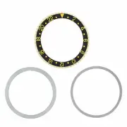BEZEL + RETAINING INSERT FOR ROLEX GMT 18KY REAL GOLD 1675, 16750, 16753 BLACK