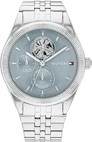 [Tommy Hilfiger] Classic Multi-Function Quartz Watch - Stainless Steel Wristwatch for Women, Water Resistant Up to 3 ATM/30 Meters - Premium Fashion Timepiece for All Occasions - 38mm, Silver, bracelet
