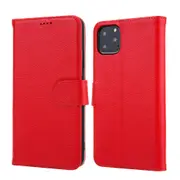 For iPhone 11 Pro Max Case Cowhide Genuine Leather Wallet Protective Cover Red