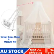 Mosquito Net + Clip-On Holder Set Baby Cot Netting Canopy Drape Stand Accessory