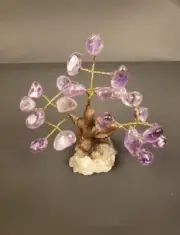 Amethyst Bonsai Tree Crystal Base Natural Gems Money Healing-Reiki Tree of Life