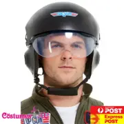 Licensed Top Gun Helmet 80s Adult Movie Deluxe Pilot Black Costume Accessory