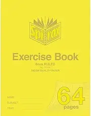 Spirax P191 225MM x 175MM Exercise Book with 8MM Ruling & Yellow PP Cover (64 Pages)