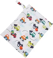 IWOWHERO Diaper Bag Reusable Nappy Pouch with Cartoon Car Pattern Multipurpose Wet Dry Storage for Outdoor Use Lightweight and Easy to Carry for Collecting Wet Nappies and Essentials