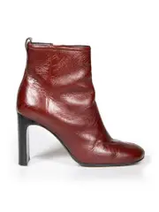 Burgundy Leather Square Toe Boots