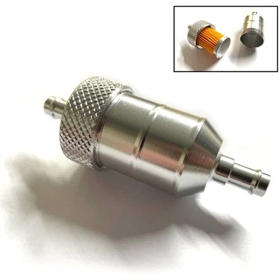 Reliable Silver Inline Fuel Filter for 8mm Motorcycle Fuel Lines Aluminum Alloy