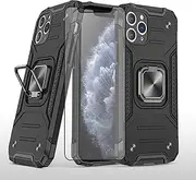 TAVICE Shockproof Ring Case Stand Cover for iPhone 14 13 12 11 Pro XS Max 8 7 SE Plus (Black)