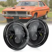 2x FOR Ford Falcon HO XA XB XC XK XL XM GT GS 7" Round LED Headlights Amber Halo (for: Ford)
