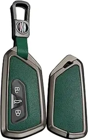 TECART Smart Key Protector Key Cover fit for VW Volkswagen Golf 8 MK8 GTI GTD ID.3 ID.4 Key Shell fit for Seat Tarraco Ateca Cupra Formentor Leon Skoda Octavia 3 Buttons Key Fob Holder Black Green