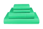 Double Cyan 1000TC Microfibre 1cm Stripe Fitted, Flat Sheet Set