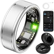Smart Ring Men Women, Fitness Tracker Ring with Charging Box, App, Heart Rate Monitoring, Sleep Tracking, Trackers for Sports Time, Distance, Water Proof, Fitness Rings for Women Silver 14