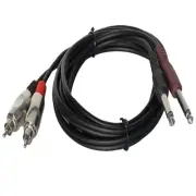 6ft 2-1/4in (6.3mm) Mono Male to 2-RCA Male Audio Cable for PA DJ Audio System