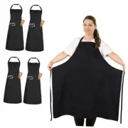4 Pack Plus Size Aprons, Large Kitchen Apron with 2 Pockets, Adjustable Black