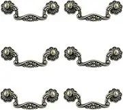6 Pcs Vintage Cabinet Handles Dresser Pulls, 3 Inch / 76mm Drawer Handles Zinc Alloy Handle, Antique Cupboard Pulls Rustic Closet Handles for Bathroom Bedroom Kitchen (Flower)