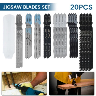 20x Jig Saw Jigsaw Blades Set Kit Metal Wood Assorted Blades T-Shank for dak TWS