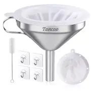 5-Inch Premium Stainless Steel Funnel with 200 Mesh Food Filter Strainer, Food