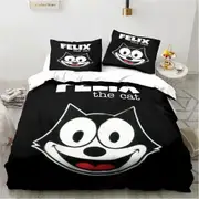 v2687 Bed Sheets Cartoon Cute F-Felix Cat Bedding Set Duvet Cover Bed Set Quilt Cover Pillowcase Comforter king Queen Size Boys Adult Bedding Set 3-Pi