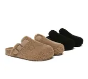 EVERAU® UGG Women Shearling Buckle Sandal Slides Greta - Chestnut / AU Ladies 8 / AU Men 6 / EU 39