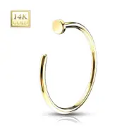 14K Solid Real Yellow Gold 14 Karat 20G 5/16" Nose Open Hoop Ear Ring Daith Lip