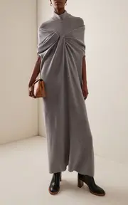 [Brandon Maxwell] The Holden Draped Wool Turtleneck Midi Dress