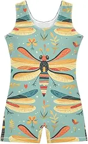 [FRODOTGV] Colorful Dragonflies Girls' Gymnastics Leotards Toddler Ballet Unitard for Dancewear, Tumbling Class, Swimming
