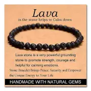 Handmade Black Lava Stone Bracelet - Calming Energy & Strength Healing Gift