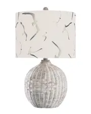 StyleCraft 21.5in White Rattan Table Lamp