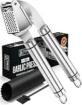 ORBLUE Garlic Press Stainless Steel - Premium Professional Grade Garlic Mincer, Crusher & Peeler Set - Easy Clean, Dishwasher Safe & Rust-Proof