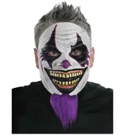 Bearded Clown Horror Joker Evil Jester Mens Costume Latex 1/2 Mask With Beard