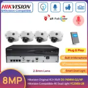 Hikvision 4CH 4K NVR 8MP MIC Dual Light ColorVu IR Dome CCTV Camera System Kit