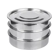 Stainless Steel Germination Tray, Stainless Steel Germination Kit, 7.8" 3 Tier Stackable Sprout Growth Tray, Round Green Propagator, Sprout Maker, 2 Mesh Trays, 1 Base, 1 Lid