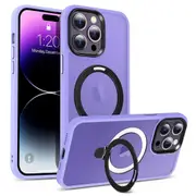 For iPhone 16 Pro Adsorbed Case Kickstand TPU+PC Phone Cover