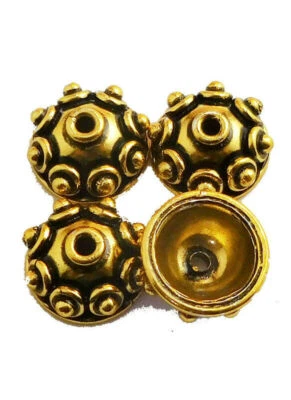 15 PCS 17X8MM BALI BEAD CAP 12MM INNER OXIDISED GOLD PLATED JEWELRY MAKING BEAD