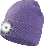 [Keains] Unisex Beanie Hat with Light, USB Rechargeable LED Headlamp Cap Warm Knit Hats for Winter Safety，Gifts for Men Women Dad