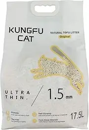 Kungfu Cat Original Tofu Cat Litter, 6.5KG Kitty Litter Superior Odour Control, Quick Clumping, Low Dust, Easy to Flush, 100% Natural Material