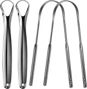 SAVITA 4Pcs Tongue Scraper Medical Grade Stainless Steel Eliminate Bad Breath...