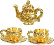 Miniature Metal Teapot Set Handmade Miniature Tea Kettle Cup for Doll House Decor