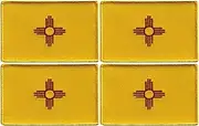 [Patchion] Set of Four - Flag of New Mexico - Black VeIcro/Hook and Loop Backing - Embroidered Patch/Badge/Emblem