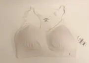 Danskin Womens Sports Bra Wirefree Adjustable Straps Fitted White Size X-Large