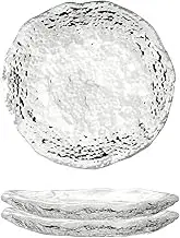 Soy Sauce Dishes, Small Dipping Sauce Cups and Bowls, 15cm Clear Serving Dishes for Condiments, Snacks, Set of 3, Handblown Glass Sauce Dipping Bowls (15CM Glacier-Textured)